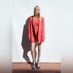 ZARA BLOGGERS FAVE TEXTURED DOUBLE BREASTED BLAZER oversized size XS